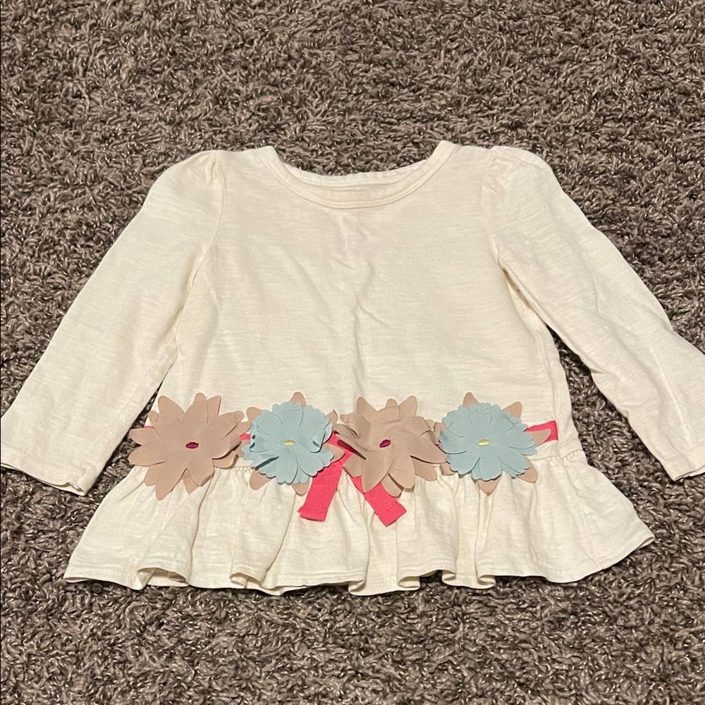 Genuine Kids Cream Kids Top with Floral Accents 18 Months